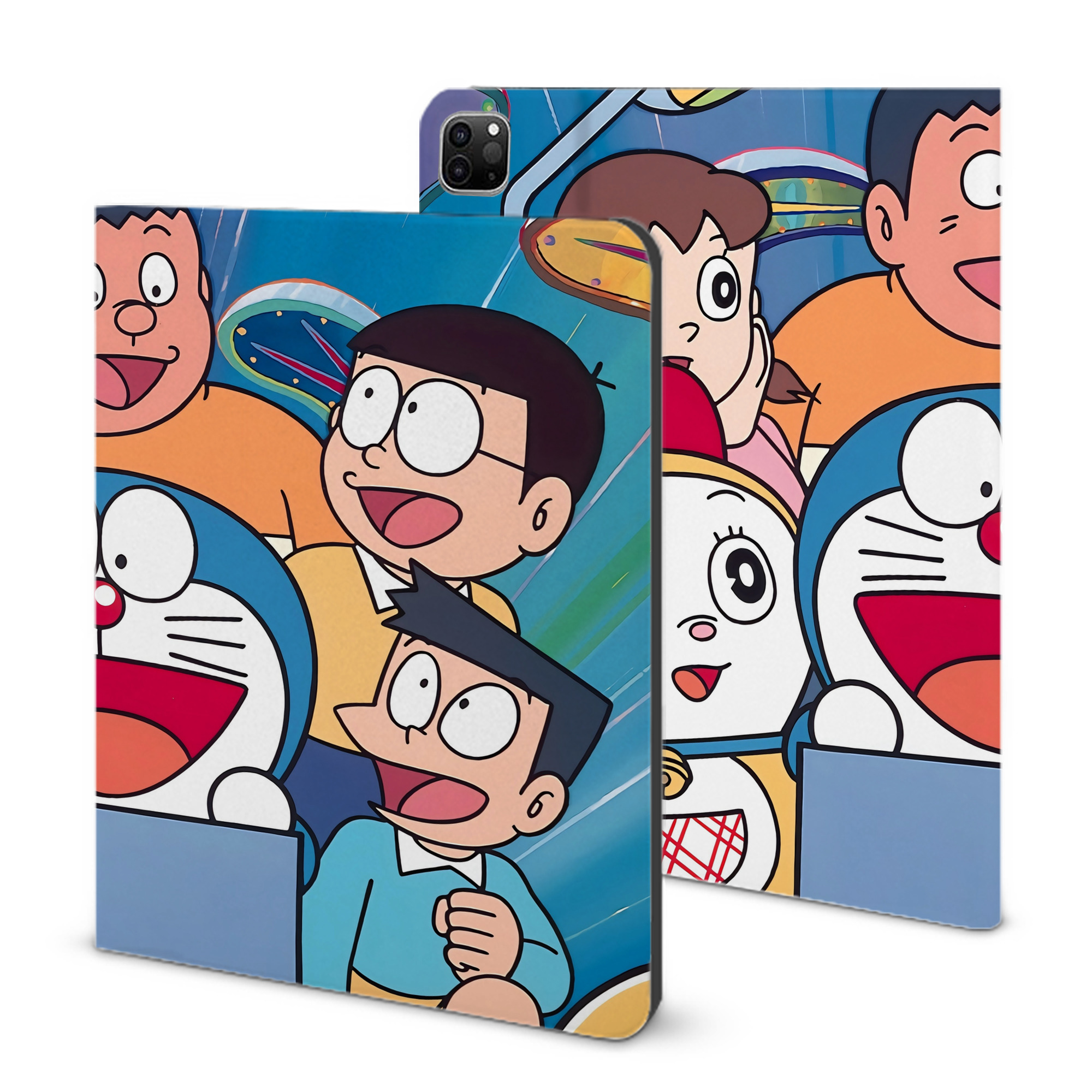 （画像用） ドラえもん Doraemon IPad ケース ブック型 PUレザー TPU 耐衝撃 軽量 薄型 ペン収納なし 全面保護 IPad 各モデル対応